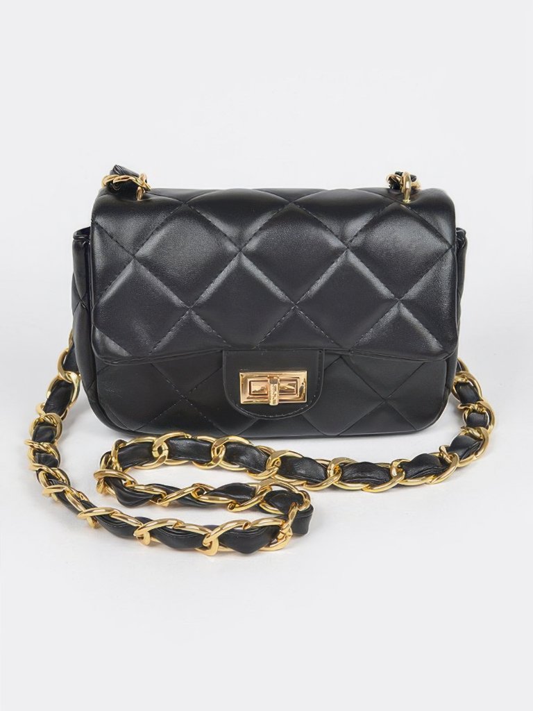 Quilted Faux Leather Chain Shoulder Bag